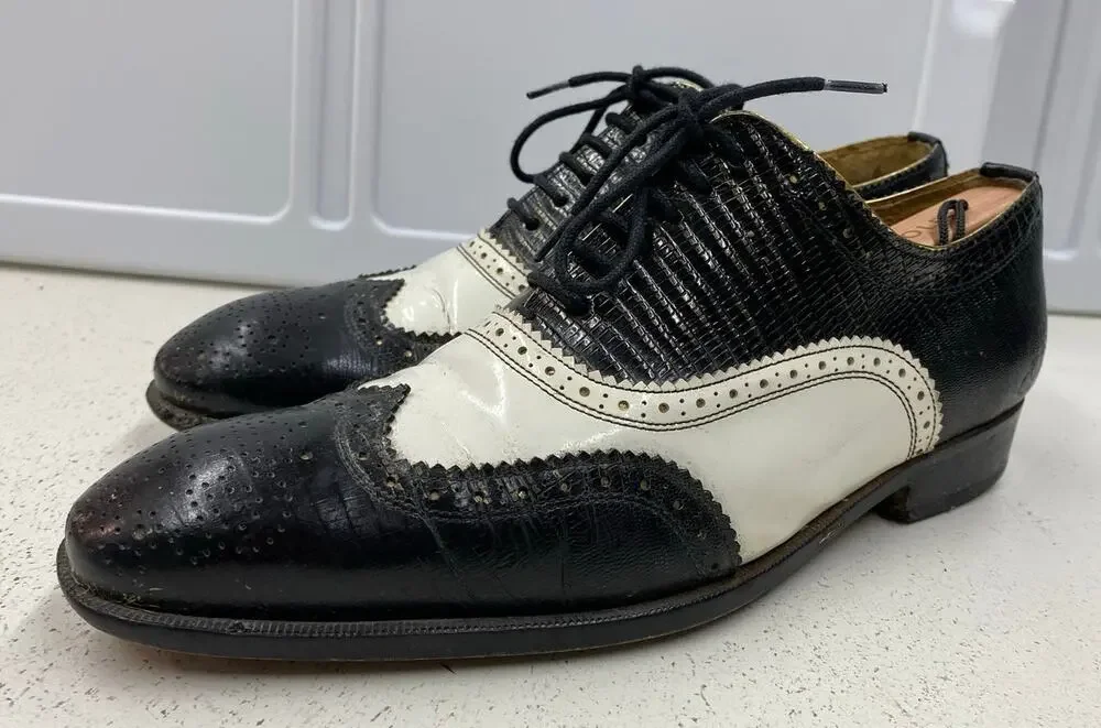 John Fluevog City Angels Wing-Tip Oxford Portugal leather two-tone dress shoes